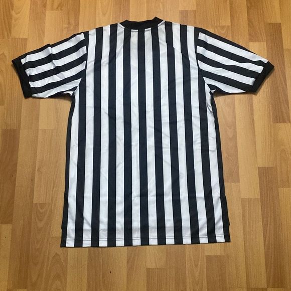 SMITTY Black & White Stripe Football Officials Short Sleeve Shirt Men Large NWT - Picture 5 of 7
